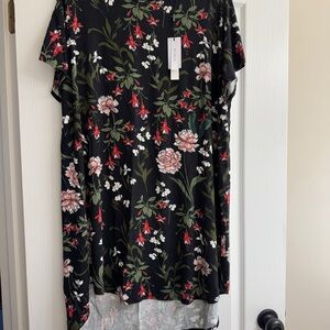 Tahari Black Floral Swim Coverup